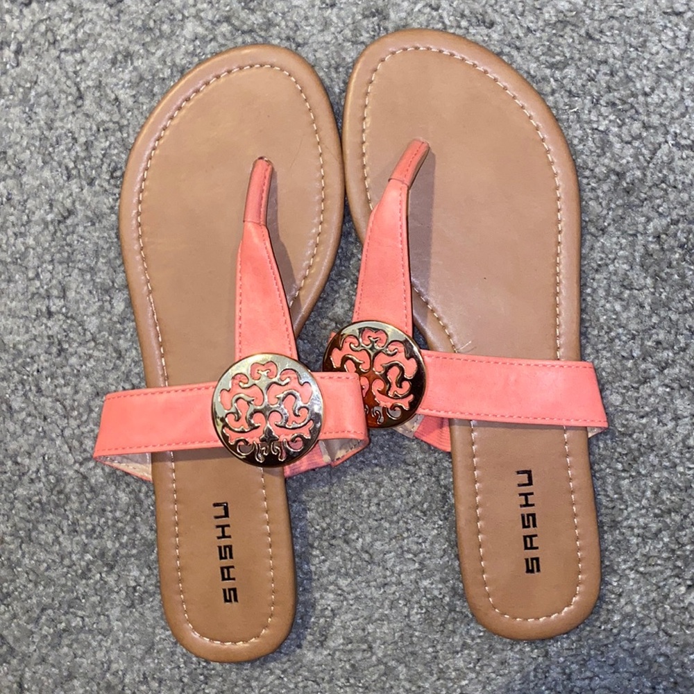Peach and tan Sandals